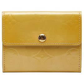 Louis Vuitton Monogram Vernis Compact Wallet M91170 Marrom Bege
