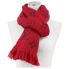 Louis Vuitton Echarpe Logomania Wool Silk Scarf Red