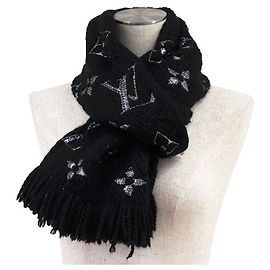 Louis Vuitton Echarpe Logomania Wool Silk Scarf Nero