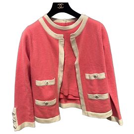 Ensemble Twin Set Chanel en Cachemire Rose et Crème Rose Écru