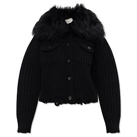 Blumarine Cardigan mit Pelzeinsatz Schwarz
