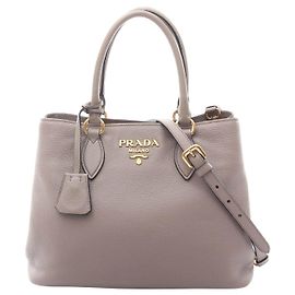 PRADA VITTELLO DAINO HANDBAG Brown Beige