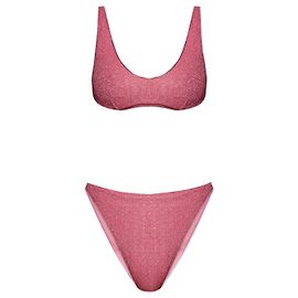 Autre Marque Costume da bagno due pezzi con filo lurex Rosa