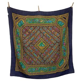 Hermès PAÑUELO DE SEDA HERMES QALAMDAN Azul