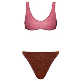 Autre Marque Bañador de dos piezas con hilo de lurex Rosa