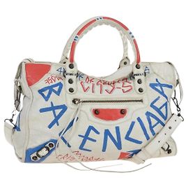 Balenciaga City Graffiti Classic Studs Leather Nano White