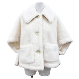Poncho Max Mara Terzo em alpaca, lã virgem e seda Branco