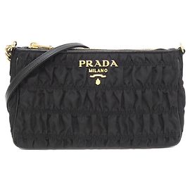 Borsa a tracolla Prada Tessuto Gaufre Nero