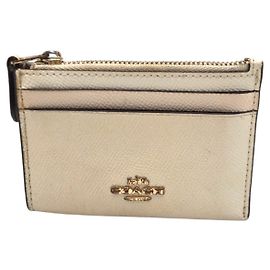 Coach Leder-Münz Kartenetui Braun Beige