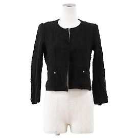 Giacca senza collo in seta e nylon Chanel Nero