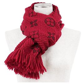 Louis Vuitton Echarpe Logomania Wool Silk Scarf Red