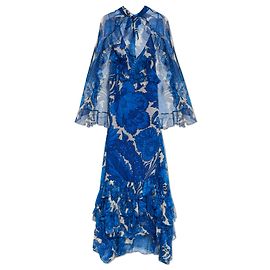 Etro Vestido de seda con volantes Azul