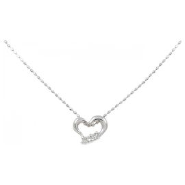 Autre Marque Collier Cœur en Diamants et Or Blanc K10 Blanc