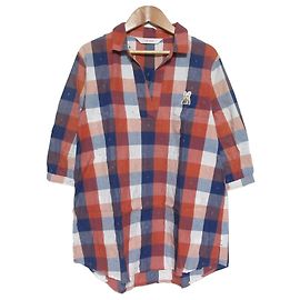 Autre Marque Camicia a quadri Pink House Rabbit Pocket Marrone Bianco Blu navy
