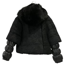Moncler Jessy Fox Fur Down Jacket Black