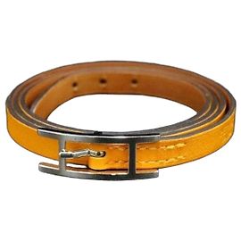 Hermès Bracciale HAPI DUBBLE TOUR in pelle con logo argento da donna Argento