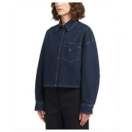 Prada Camicia in denim a maniche lunghe da donna Blu