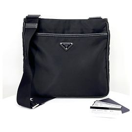 Prada Bolso Bandolera de Nylon con Logotipo Triangular Negro Negro