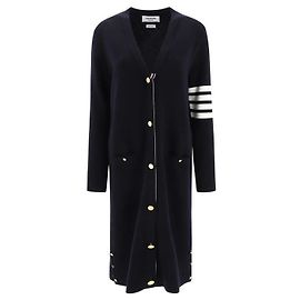 Thom Browne Stitch Damen Langcardigan aus Wolle Navy Blau