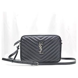 Autre Marque Borsa a tracolla Lou Camera in pelle trapuntata con monogramma argento Nero