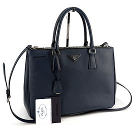 Prada Borsa a mano e a tracolla Saffiano Lux Blu