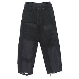 Balenciaga Patchwork Wide Denim Pants for Men Blue
