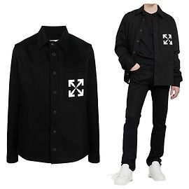 Off White Arrow Oversized Denim Shirt Blue