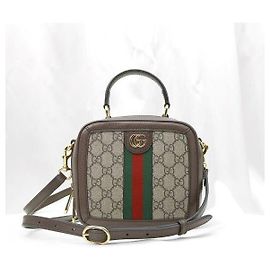 Gucci Ophidia Mini Top Handle GG Supreme Canvas Marron