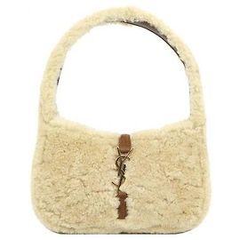Autre Marque Mini mala de ombro hobo em shearling bege Marrom