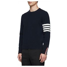 Thom Browne Cotton Milano Stitch Pullover Knit Blue