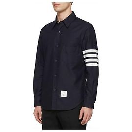 Thom Browne Bar Stripe Wool Shirt Jacket Blue