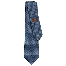 Hermès Quinte Tie Blue Silk Blue