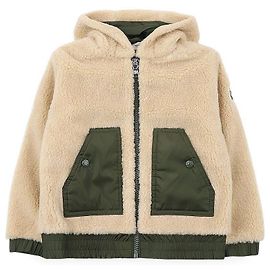 Moncler Cardigã de fleece acolchoado com fecho de correr para crianças Marrom