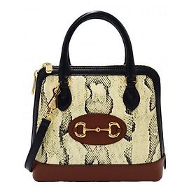 Gucci Python Horsebit Small Top Handle Marrone