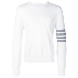 Pull en maille col rond 4 Bar Thom Browne Blanc Blanc