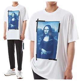 Off White Mona Lisa Print Oversized T-Shirt Weiß