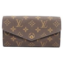 Louis Vuitton Monogram Canvas Brown Leather Sarah Wallet Brown