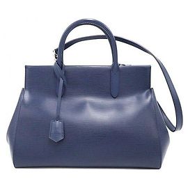 Louis Vuitton Blue Epi Milly MM Leather Handbag Blue
