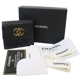 Chanel Damenbrieftasche schwarz mit großem Logo Schwarz