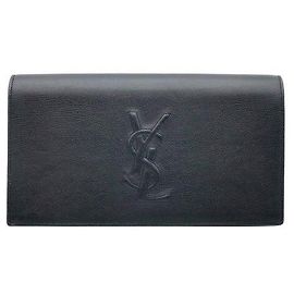 Autre Marque Monogram Clutch aus schwarzem Leder Schwarz