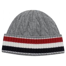 Thom Browne Gorro de lã merino com malha canelada Marrom