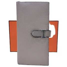 Hermès Beau Etoupe Silver Long Wallet Silvery