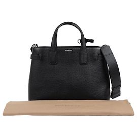 Burberry Banner Leder Tote Bag Medium Schwarz Schwarz