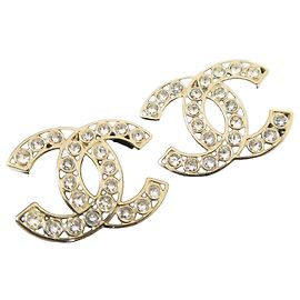 Chanel Brincos de metal dourado com logótipo CC e cristais Dourado