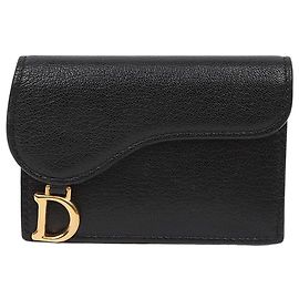 Dior Tarjetero Saddle con solapa para mujer Negro Negro