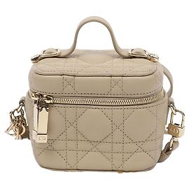 Dior Saco Tote Lady Micro Vanity Case Bege Marrom