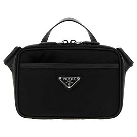 Prada Borsa a tracolla in pelle Saffiano e nylon Nero
