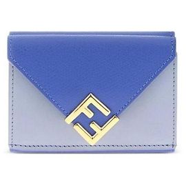Fendi Portefeuille Diamond Micro Tri-Fold Bleu