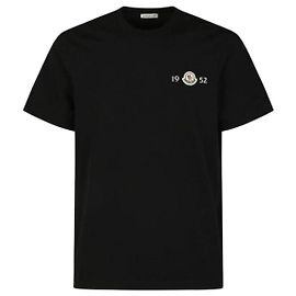 Moncler Logo Baumwoll-T-Shirt Schwarz Schwarz