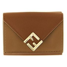 Fendi Diamond Micro Trifold Wallet Brown